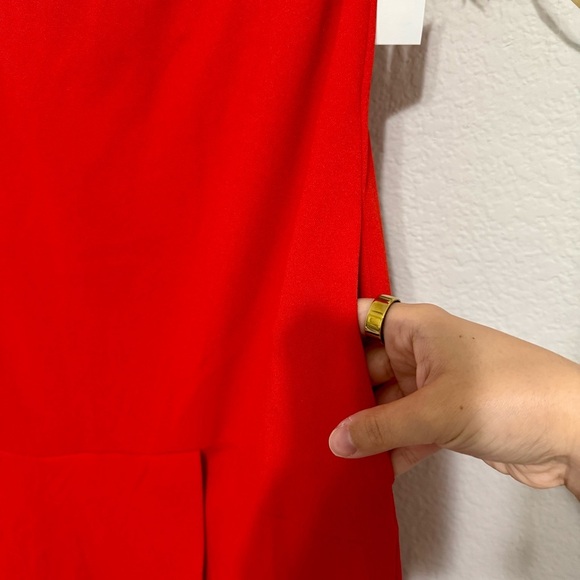 NWT! Tibi Bright Orange-Red Strapless Cocktail Dress w/ Asymmetrical Hem Sz 4 - Picture 7 of 10